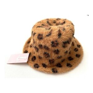 New! Juicy Couture Brown Leopard Faux Fur Bucket Hat